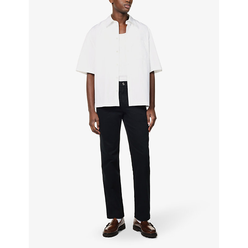 Shop Vayder Straight Chino Straight-leg Mid-rise Stretch-cotton Trousers In Black