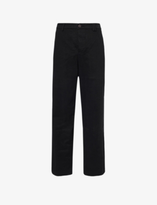 Shop Vayder Wide Chino Wide-leg Mid-rise Stretch-cotton Trousers In Black