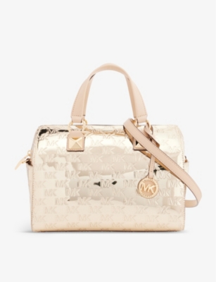 Michael Michael Kors Pale Gold Grayson Faux-leather Top-handle Bag