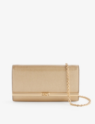 MICHAEL MICHAEL KORS: Mona metallic leather clutch