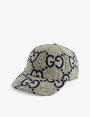 Gucci Womens Cream Monogram-patterned Wool Cap