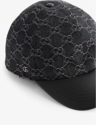 Shop Gucci Women's Black/medium Branded-print Six-panel Cotton Cap