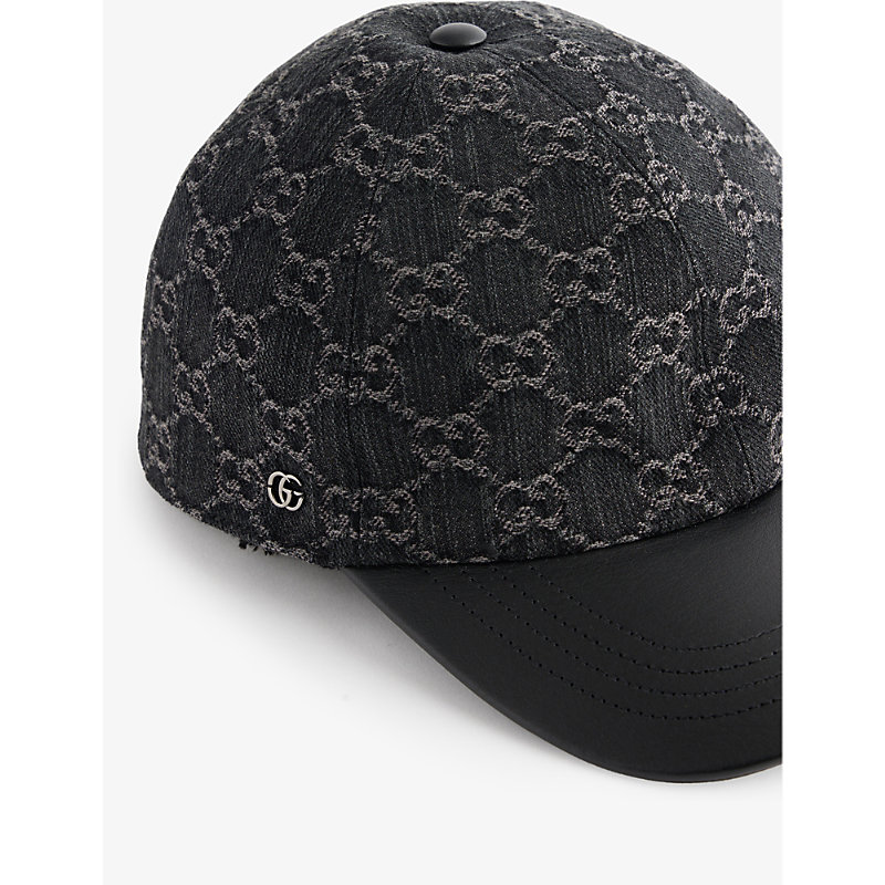 Shop Gucci Womens Black/medium Branded-print Six-panel Cotton Cap
