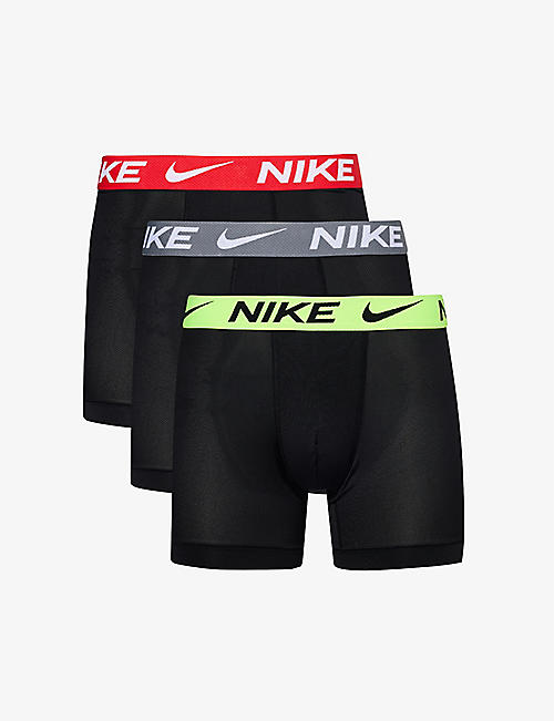 NIKE: Logo-waistband pack of three recycled polyester-blend boxer briefs
