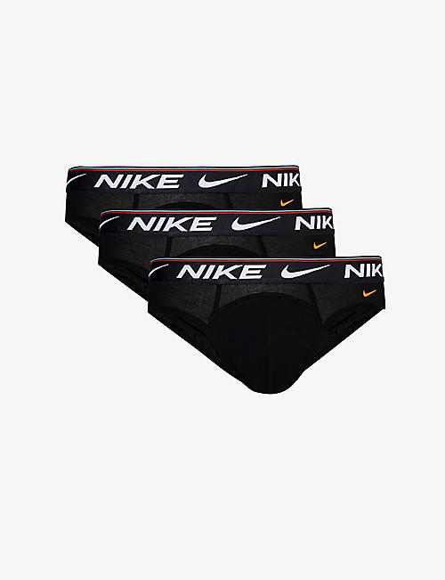 NIKE: Logo-waistband pack of three stretch-recycled polyester briefs