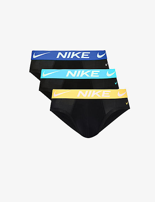 NIKE: Logo-waistband pack of three stretch-jersey briefs