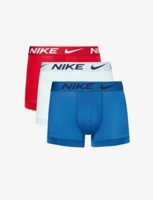 NIKE: Logo-waistband pack of three stretch-recycled polyester trunks
