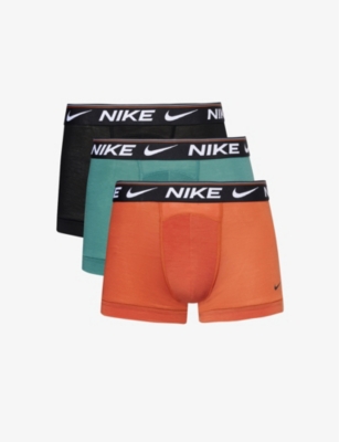 NIKE: Logo-waistband pack of three stretch-recycled polyester trunks
