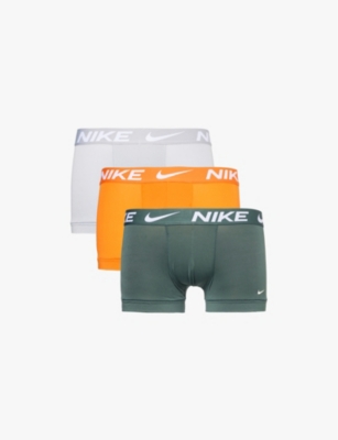 NIKE: Branded-waistband pack of three stretch-recycled-polyester trunks