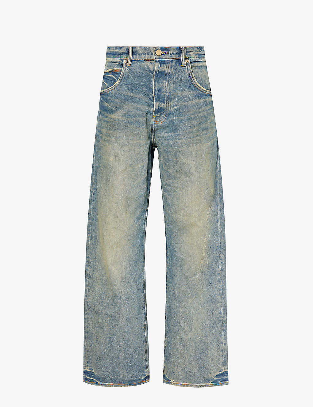 Purple Brand Mens Lt Indigo Vintage Dirty Faded-wash Wide-leg Denim Jeans