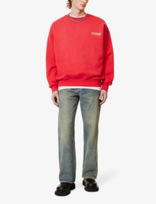 Shop Purple Brand Men's Red Branded Fleece-lined Cotton-jersey Sweatshirt