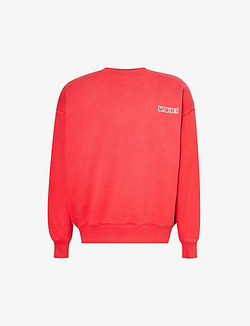 PURPLE BRAND: Branded fleece-lined cotton-jersey sweatshirt