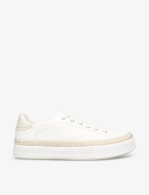 Shop Chloé Chloe Women's White Telma Exposed-stitching Leather Low-top Trainers