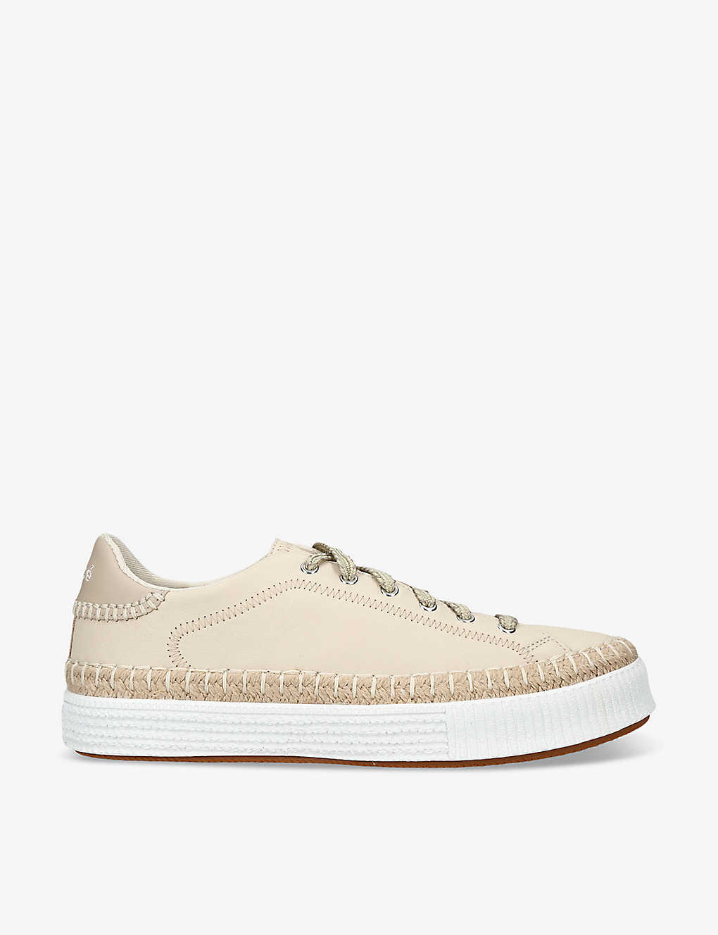 Shop Chloé Telma Exposed-stitching Leather Low-top Trainers In Bone