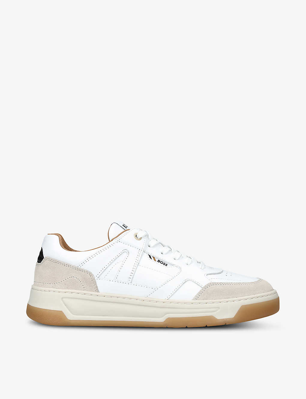 Hugo Boss Boss Mens White Baltimore Tennis Leather Low-top Trainers