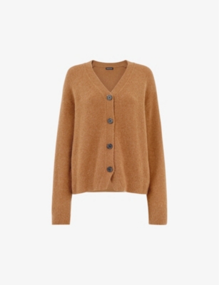 Whistles Womens Tan Textured Knitted Cardigan In Camel