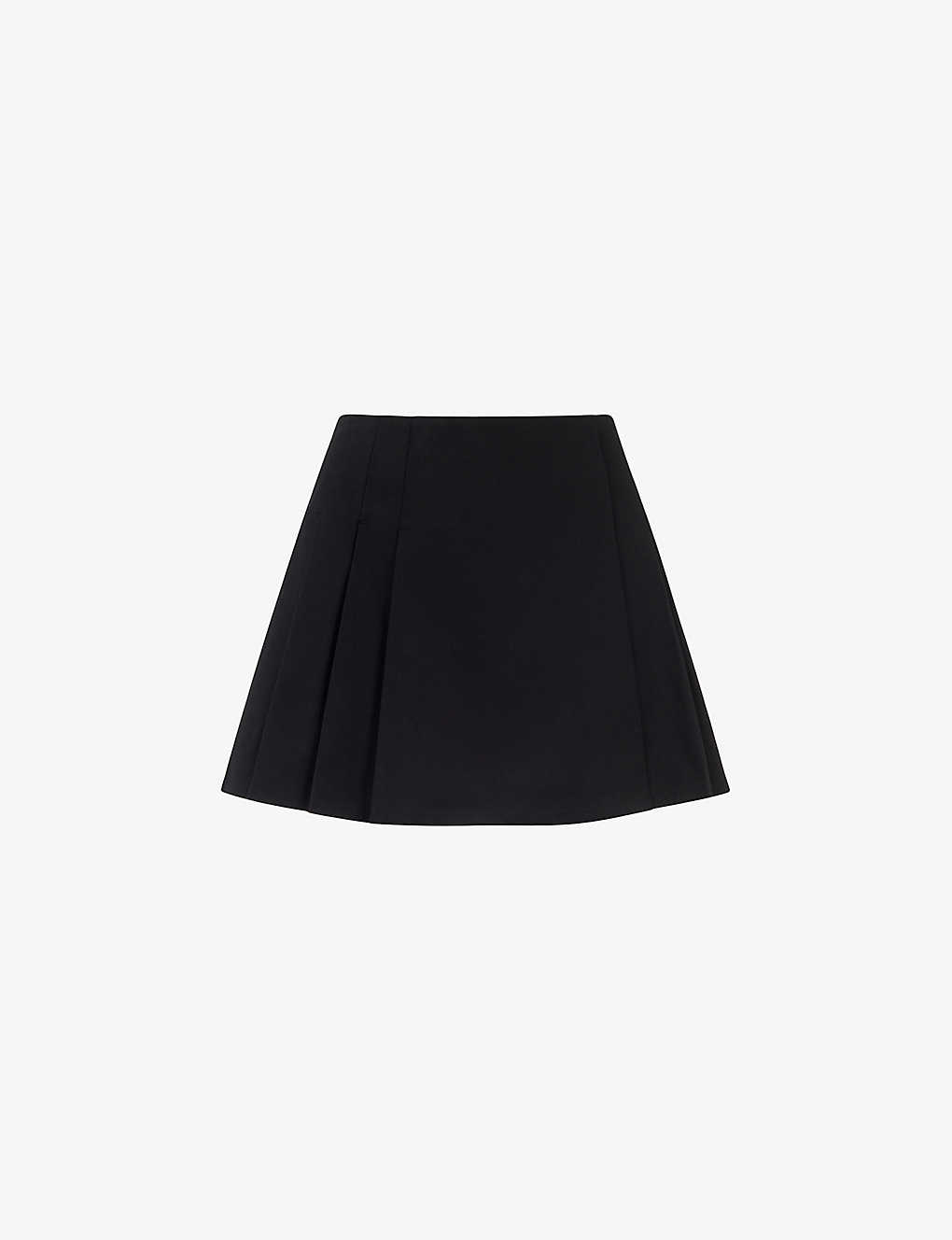 Whistles Pleated Cotton Mini Skirt In Black