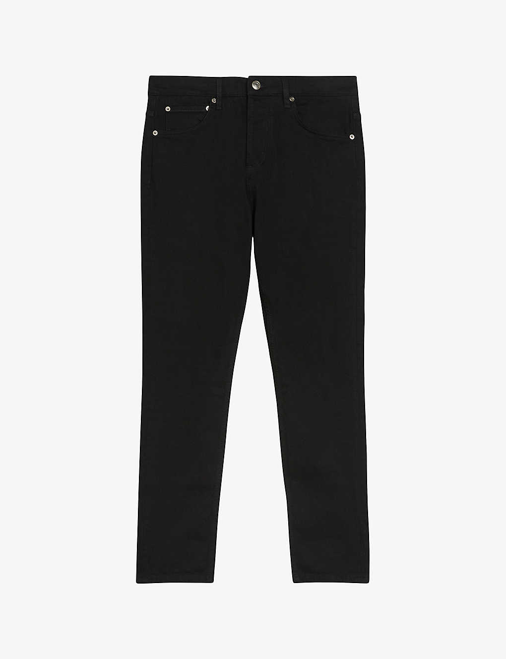 Shop Ted Baker Men's Black Elvvis Slim-leg Stretch-denim Jeans