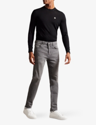 Shop Ted Baker Men's Grey Elvvis Slim-leg Stretch-denim Jeans