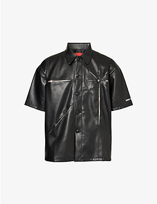 KUSIKOHC: Origami cut-out faux-leather shirt