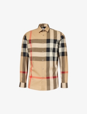 BURBERRY: Somerton checked regular-fit cotton shirt