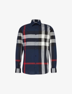 BURBERRY: Somerton checked regular-fit cotton shirt