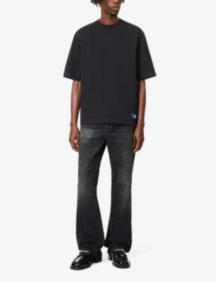 Shop Burberry Mens Black Equestrian Knight Design Brand-patch Cotton-jersey T-shirt