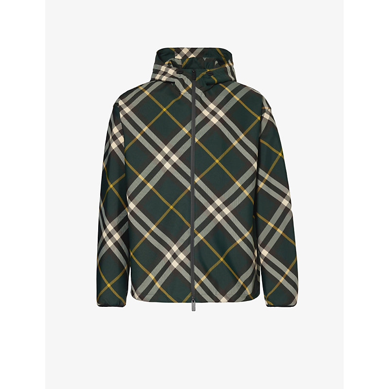 Shop Burberry Brand-check Funnel-neck Shell Jacket In Ivy Ip Check