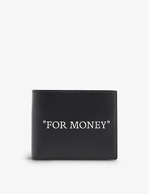 OFFWHITE: Slogan-print bi-fold leather wallet