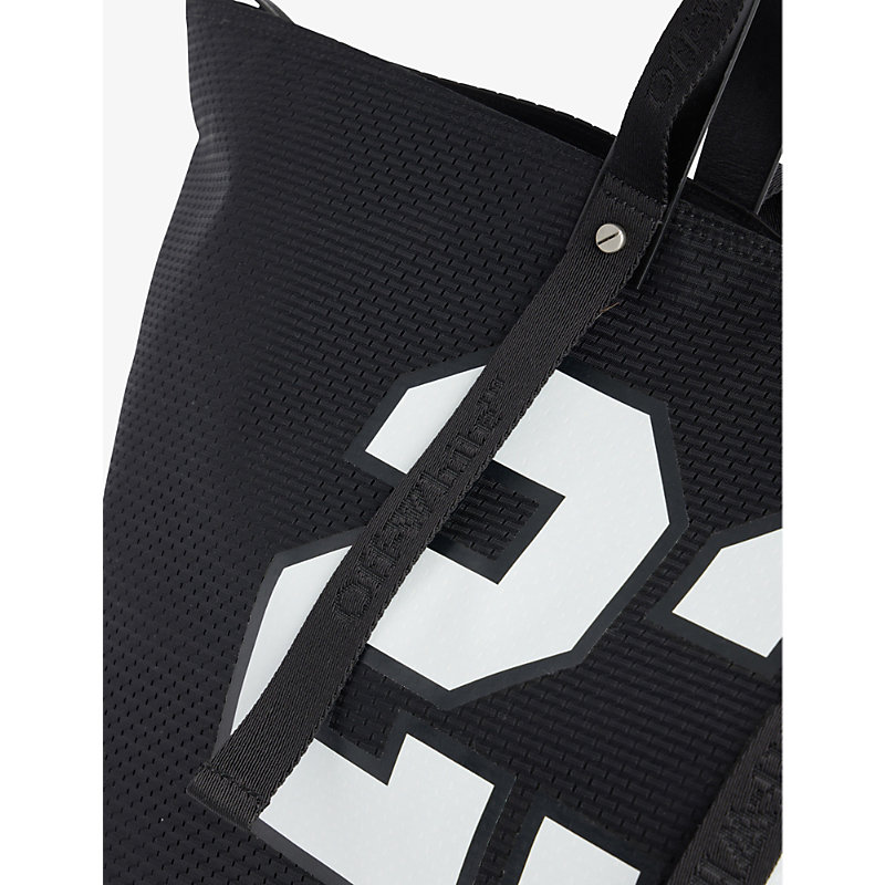 Shop Off-white Day Off Mesh-textured Woven Tote Bag In Black No Color