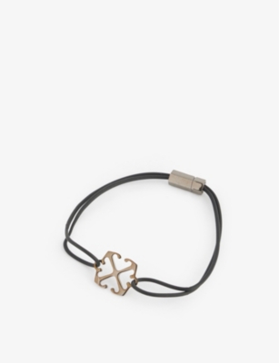 Shop Off-white Offwhite Men's Black No Color Arrow Branded-charm Layered-cord Bracelet