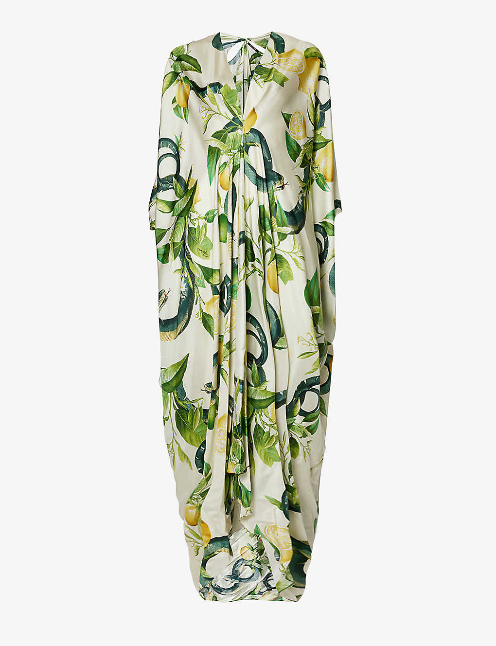 Roberto Cavalli Womens Avorio V-neck Graphic-pattern Silk Maxi Dress