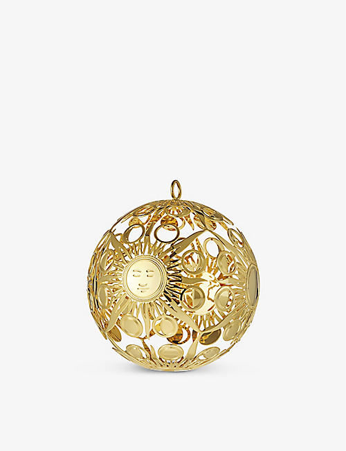 CHRISTOFLE: Rêve Cosmique sun-engraved 24ct yellow gold-plated Christmas bauble decoration 7.3cm