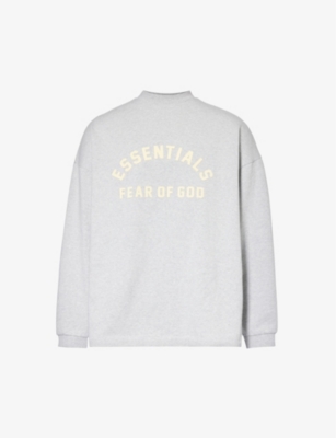 Shop Essentials Fear Of God  Men's Light Heather Grey  Brand-embossed Cotton-jersey T-shirt