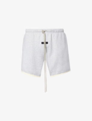 Shop Essentials Fear Of God  Men's Light Heather Grey  Brand-patch Cotton-blend Shorts
