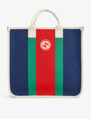 GUCCI: Kids' Brand-patch cotton-canvas tote bag