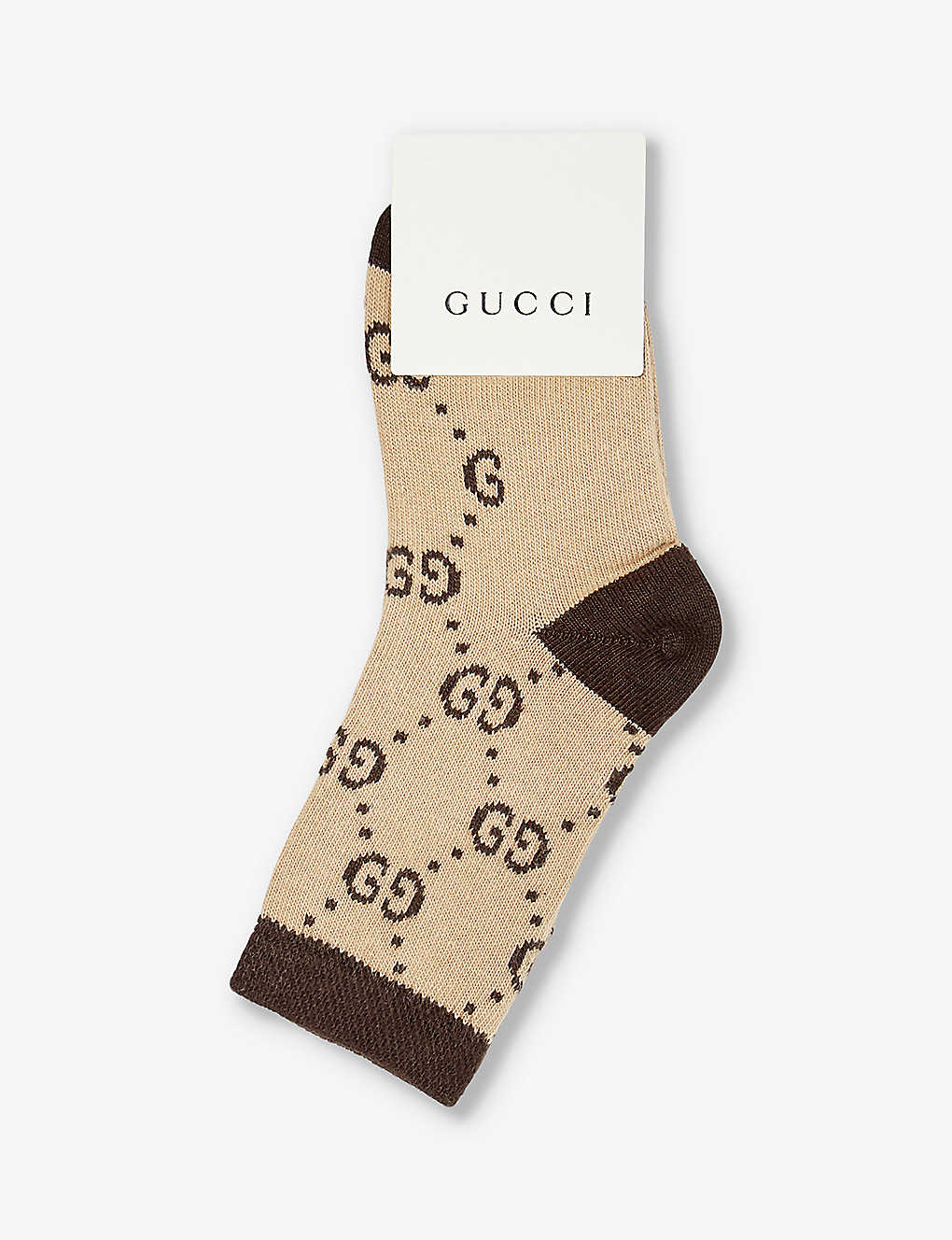 Gucci Kids' Gg Ankle-length Cotton-blend Socks In Tan