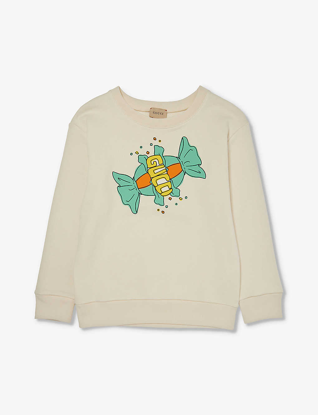 Gucci Kids' Graphic-print Relaxed-fit Cotton-jersey Sweatshirt 4-12 Years In White/green/mc