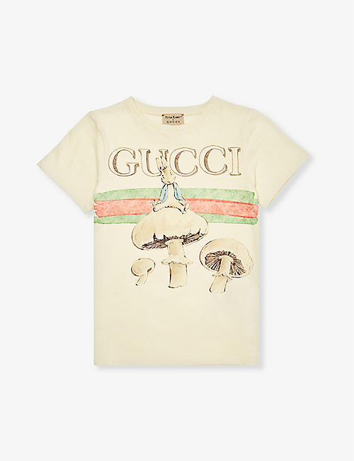 GUCCI: Gucci x Peter Rabbit brand-print cotton-jersey T-shirt 4-12 years