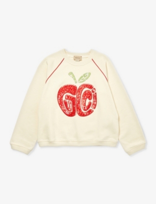 Gucci Kids' Apple-print Cotton-jersey Sweatshirt 4-12 Years In Multi-coloured