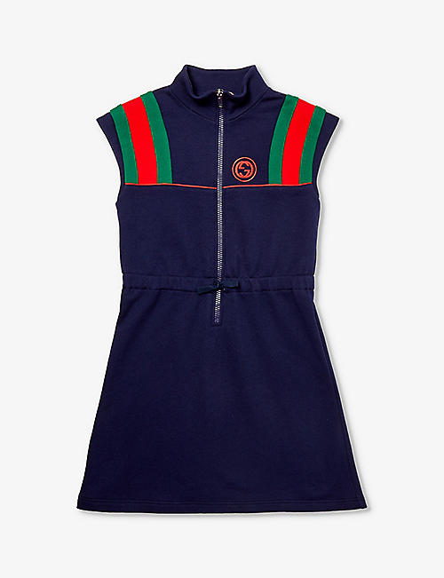GUCCI: Logo-embroidered cotton dress 6-12 years