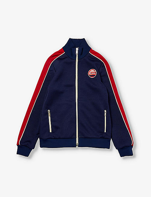 GUCCI: Logo-appliqué long-sleeve ribbed woven jacket 8-12 years