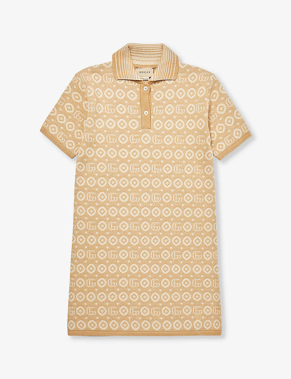 Gucci Kids' Logo-pattern Cotton Dress 6-12 Years In Toffee/beige