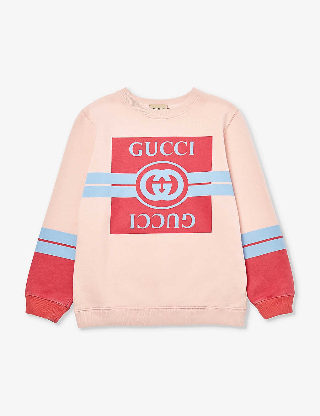 Gucci Kids' Logo-print Cotton-jersey Sweatshirt 4-12 Years In S Pink/sky/tulips/mc