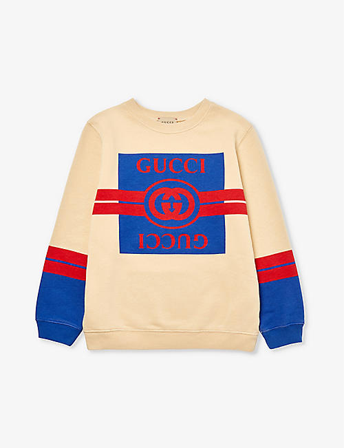 GUCCI: Logo-print cotton-jersey sweatshirt 4-12 years