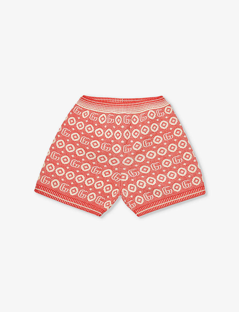 Gucci Kids' Logo-jacquard Cotton Shorts 6-12 Years In Red/beige
