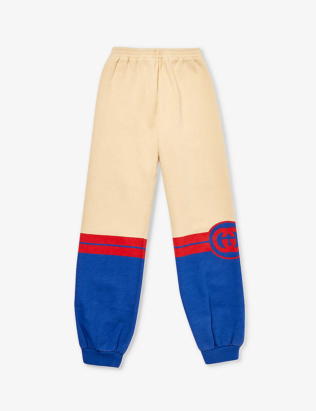Gucci Kids' Logo Cotton Sweatpants In Sweet Cream/avio/mc