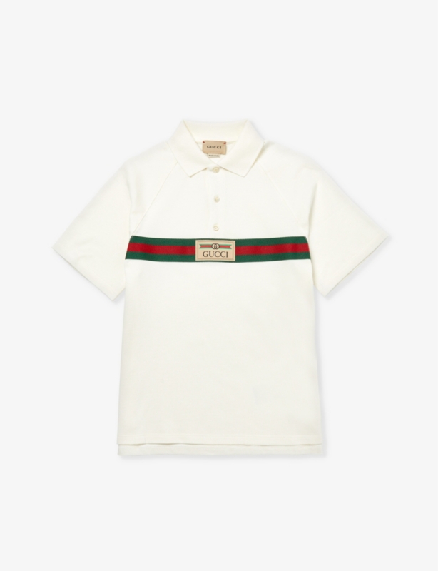 Logo-patch striped stretch-cotton polo shirt 4-12 years
