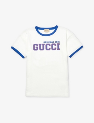 GUCCI: Logo text-print cotton-jersey T-shirt 4-10 years
