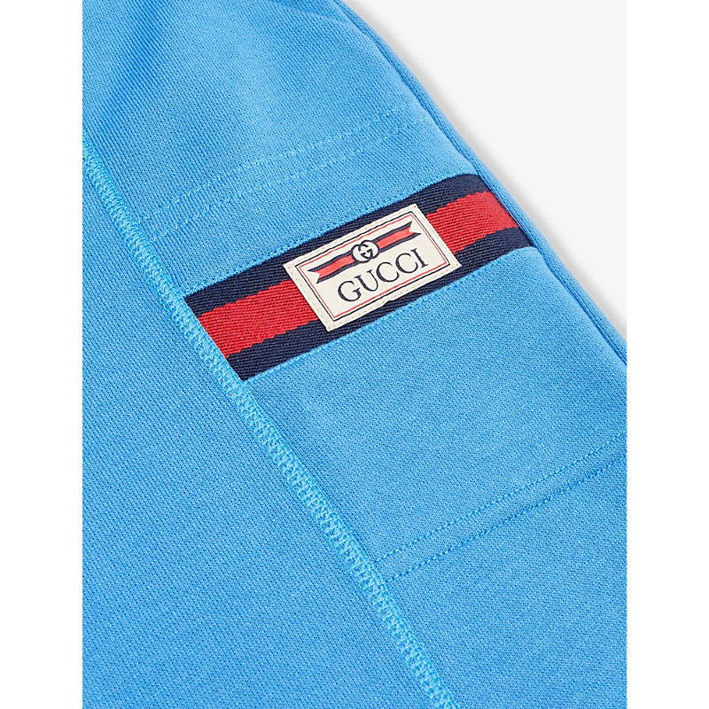 Shop Gucci Avio/mix Logo-patch Cotton-jersey Bermuda Shorts